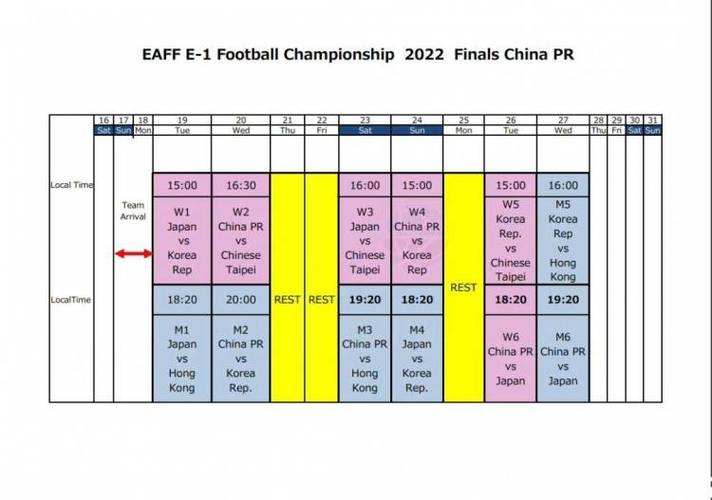 东亚杯2022赛程